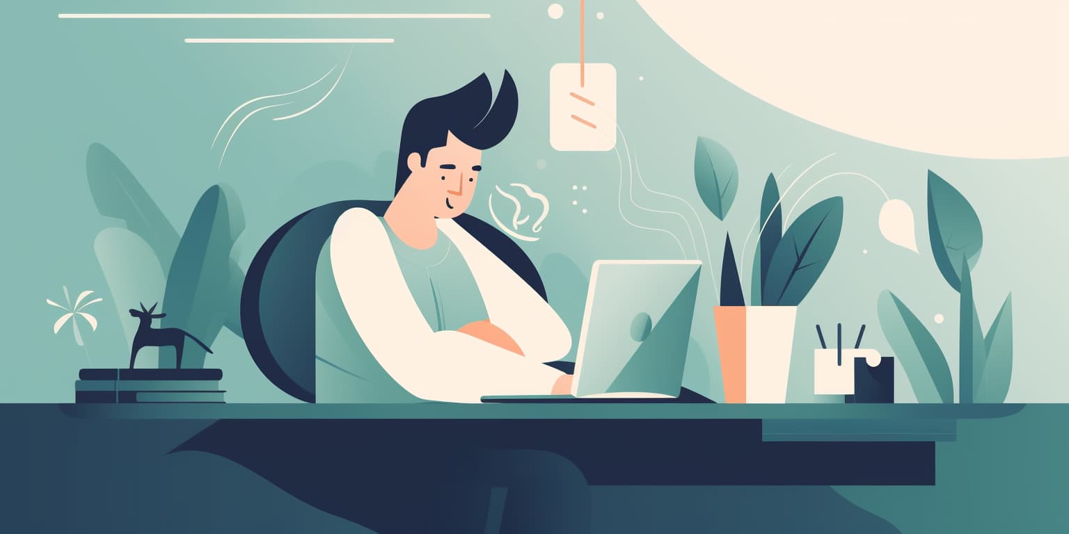 Person working at computer with wellness apps helping reduce pain and stress