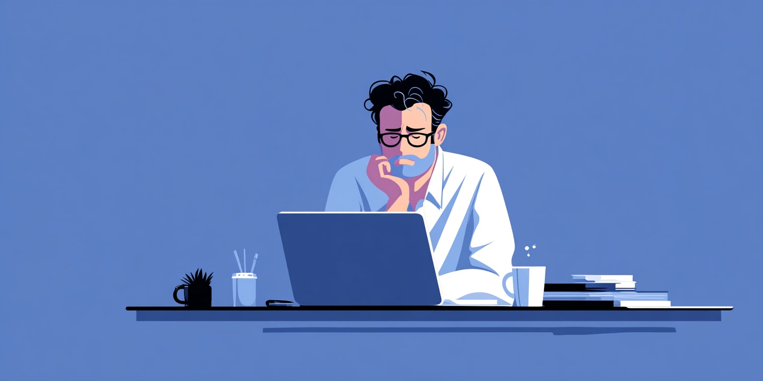 Person looking exhausted at computer after long workday
